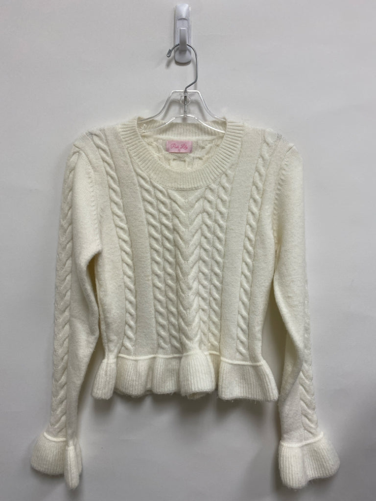 Pink Lily Size S Cream Cable Knit Ladies Sweater