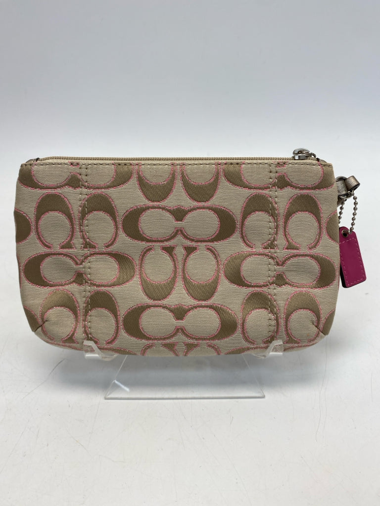 Coach Tan Pink Signature Wristlet