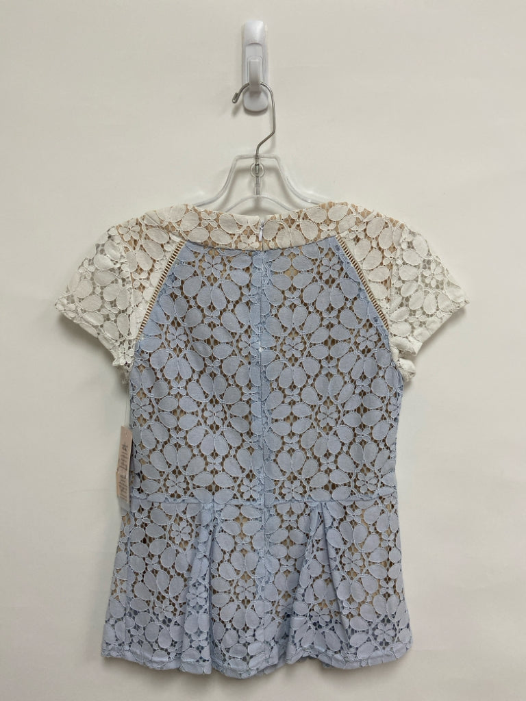 NWT Nanette Lepore Size XS White Powder Blue Lace Ladies Top