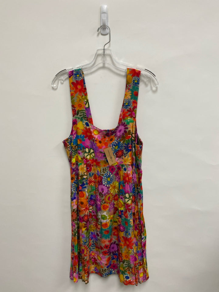 NWT Natural Life Size L Orange/Red Green/Multi Floral Sleeveless Ladies Dress