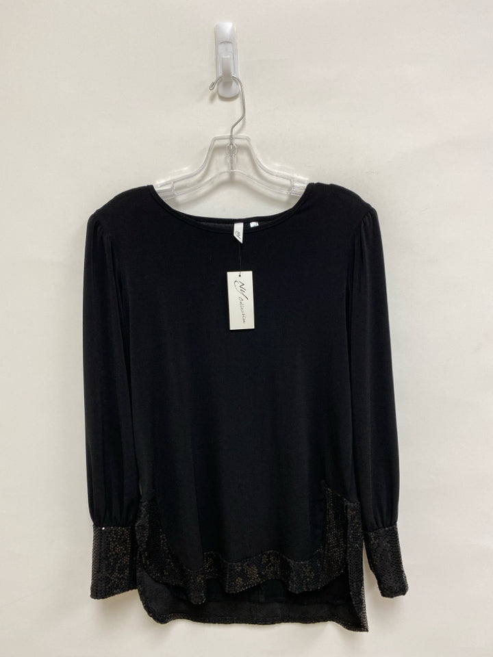 NWT ny collection Size S Black Sequins Long Sleeve Ladies Top