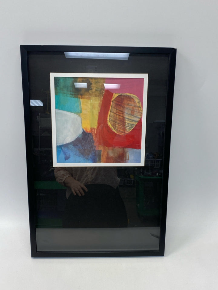 Black Red/Multi Abstract Framed Art