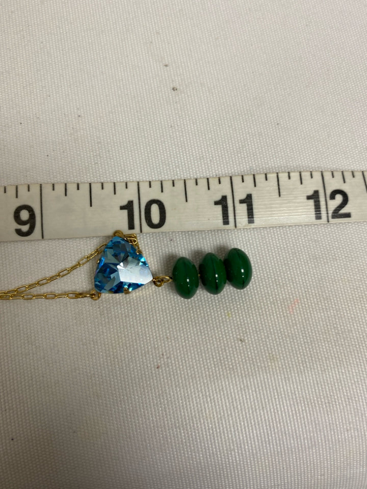 NWT sabika Blue/Green Gold Color Jeweled Necklace