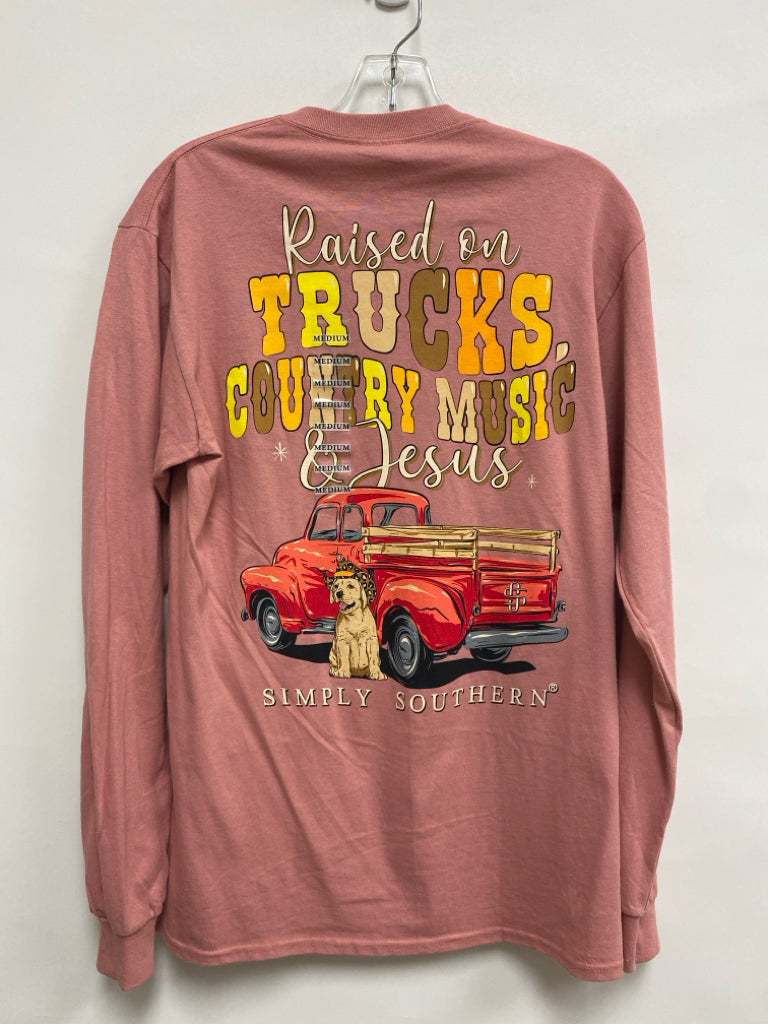 NWT Simply Southern Size M Dusty Coral Long Sleeve Tee Ladies Top
