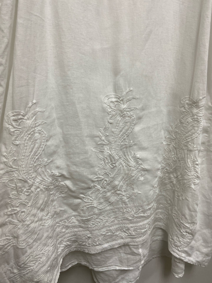 J Jill Size L White Sleeveless Linen Ladies Dress
