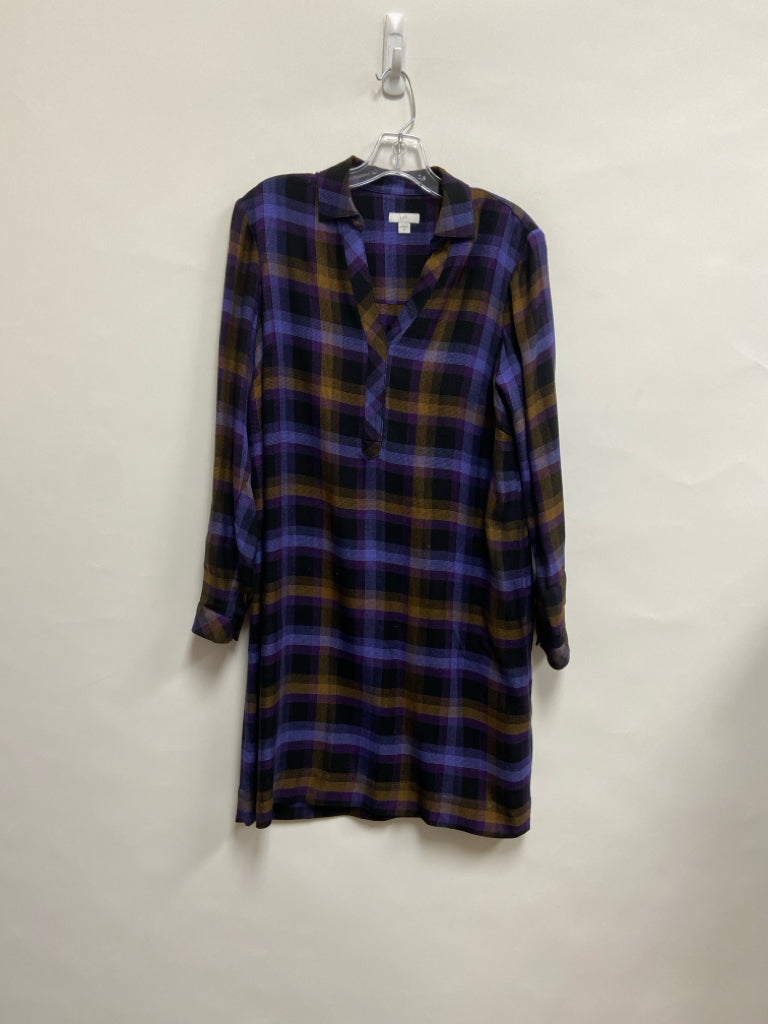 J Jill Size XS Navy/Blue Purple/Tan Plaid Ladies Dress
