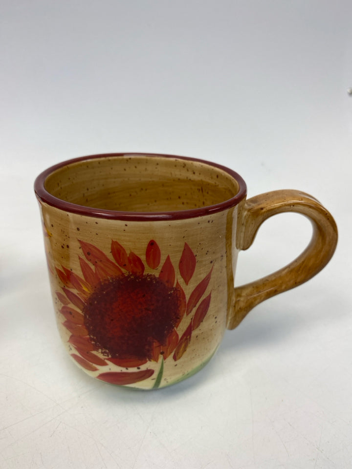 Pfaltzgraff Brown Red Sunflower Coffee Mug