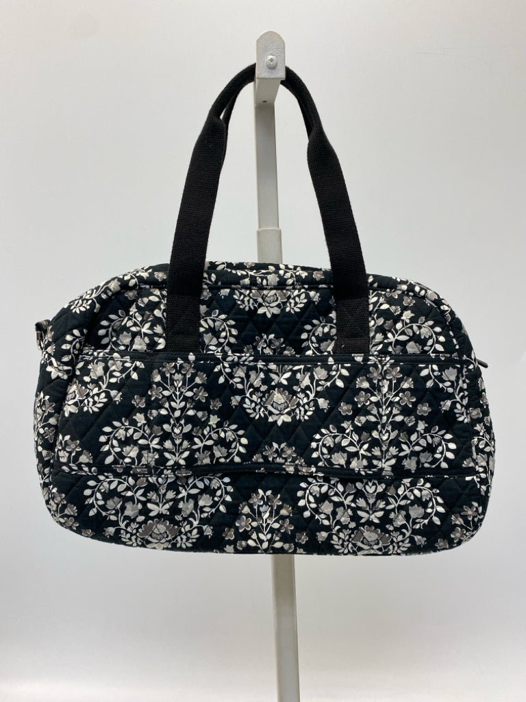 Vera Bradley Black Gray Flowers Duffle Bag