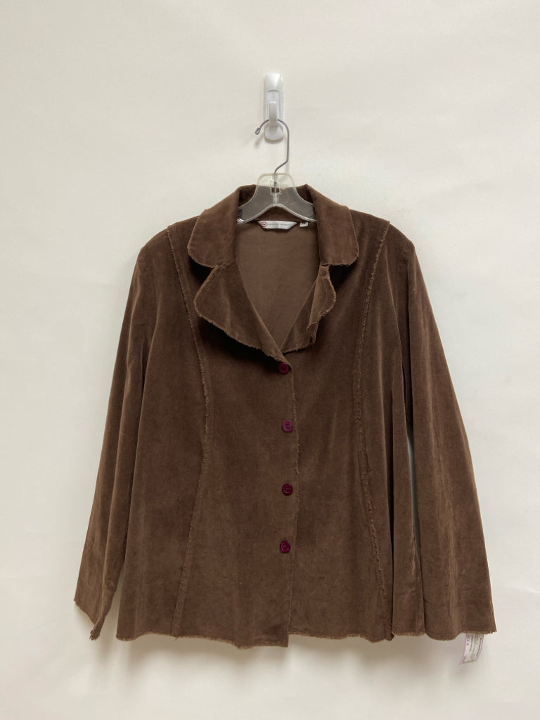 Japanese Weekend Size M Brown Button Up Corduroy Maternity Top