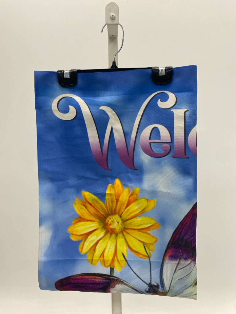 Blue Purple/Multi Butterflies/Flowers Decorative Flag