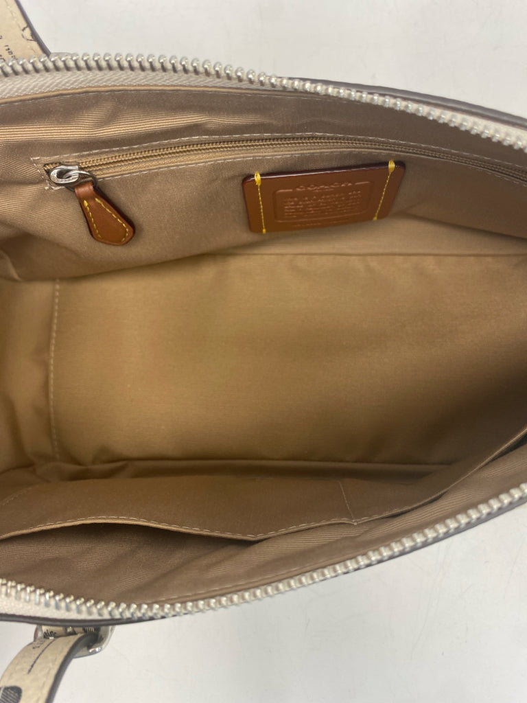 Coach Asher Newspaper Print Leather Shoulder Bag CDC11