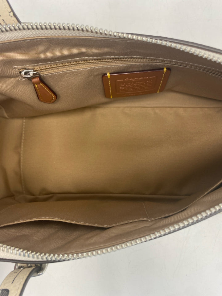 Coach Asher Newspaper Print Leather Shoulder Bag CDC11
