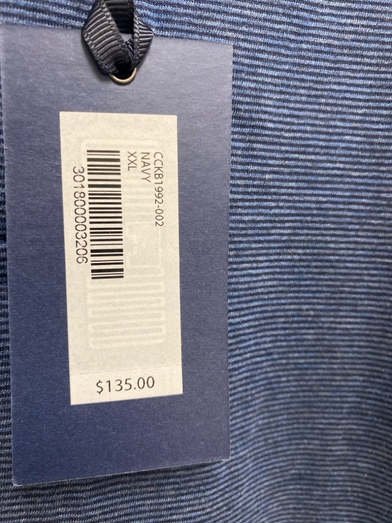 NWT Masters Collection Size XXL Navy Striped Polo Men&