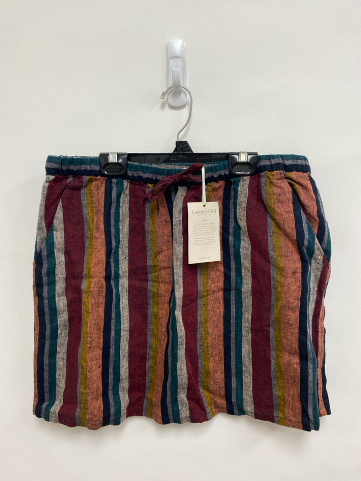 NWT Garnet Hill Size M Multi Color Stripes Linen Ladies Skirt
