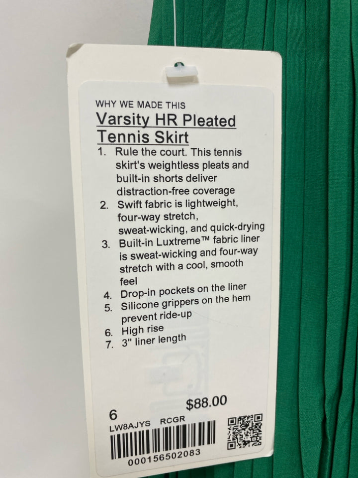 NWT Lululemon Size 6 Green Athletic Skort