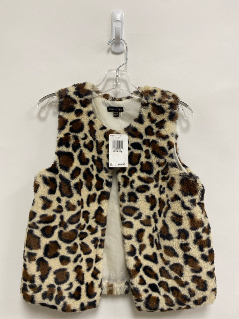 NWT SIZE 10/12 Cream Brown/Black Animal Print Faux Fur Girl&