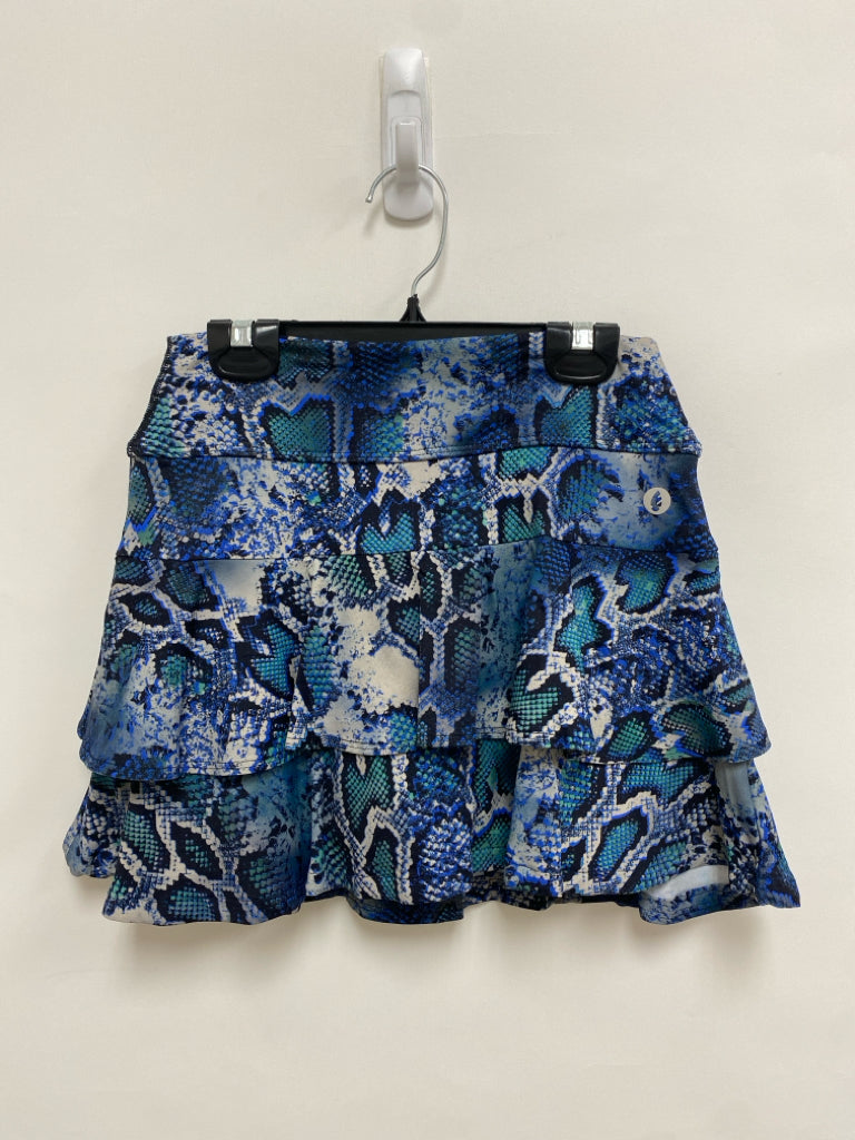 DONAJO Size S Blue/Black Aqua/Gray Snake Print Athletic Skort