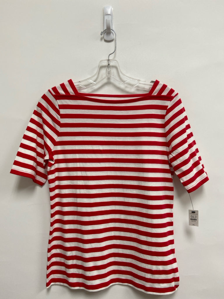 NWT Talbots Size SP White/Red Stripes Boat Neck Petite Top