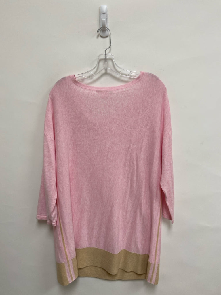 LILLY PULITZER Size XL Pink Tan Trimmed Tunic Ladies Sweater