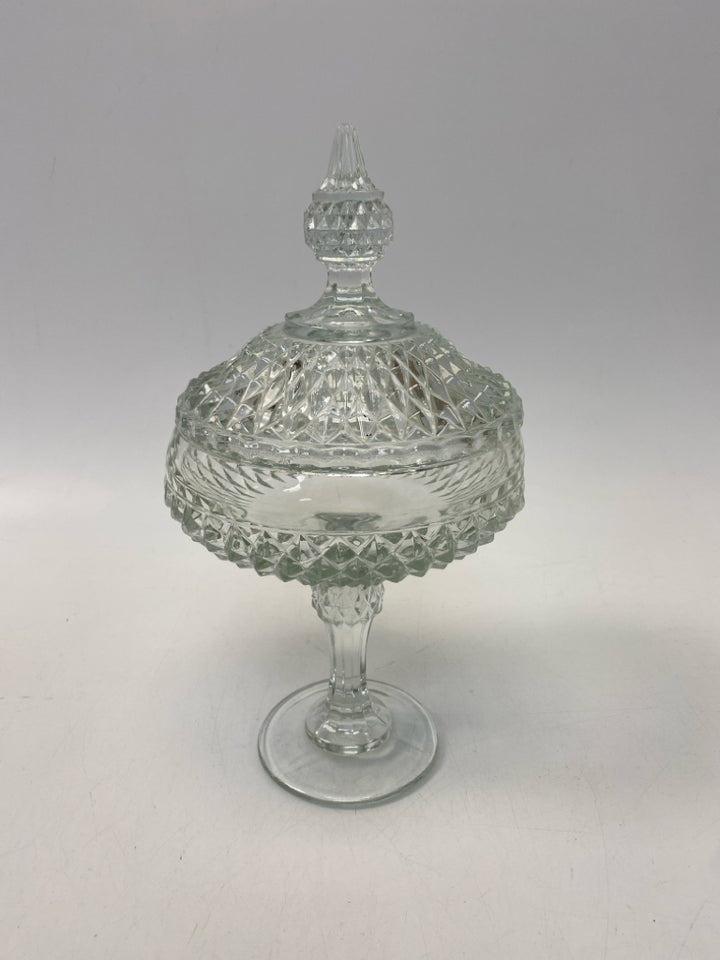 Clear Diamond Cut Glass Serving Piece