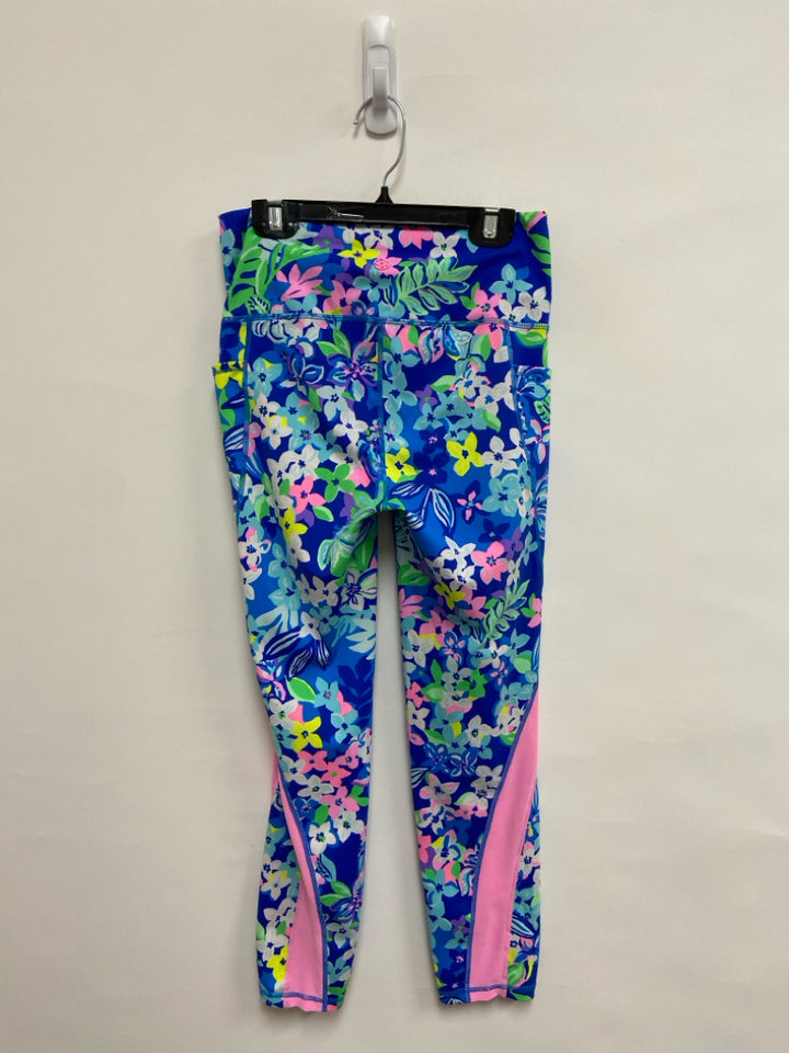 LILLY PULITZER Size S Royal Blue/Green White/Pink Flowers Athletic Leggings