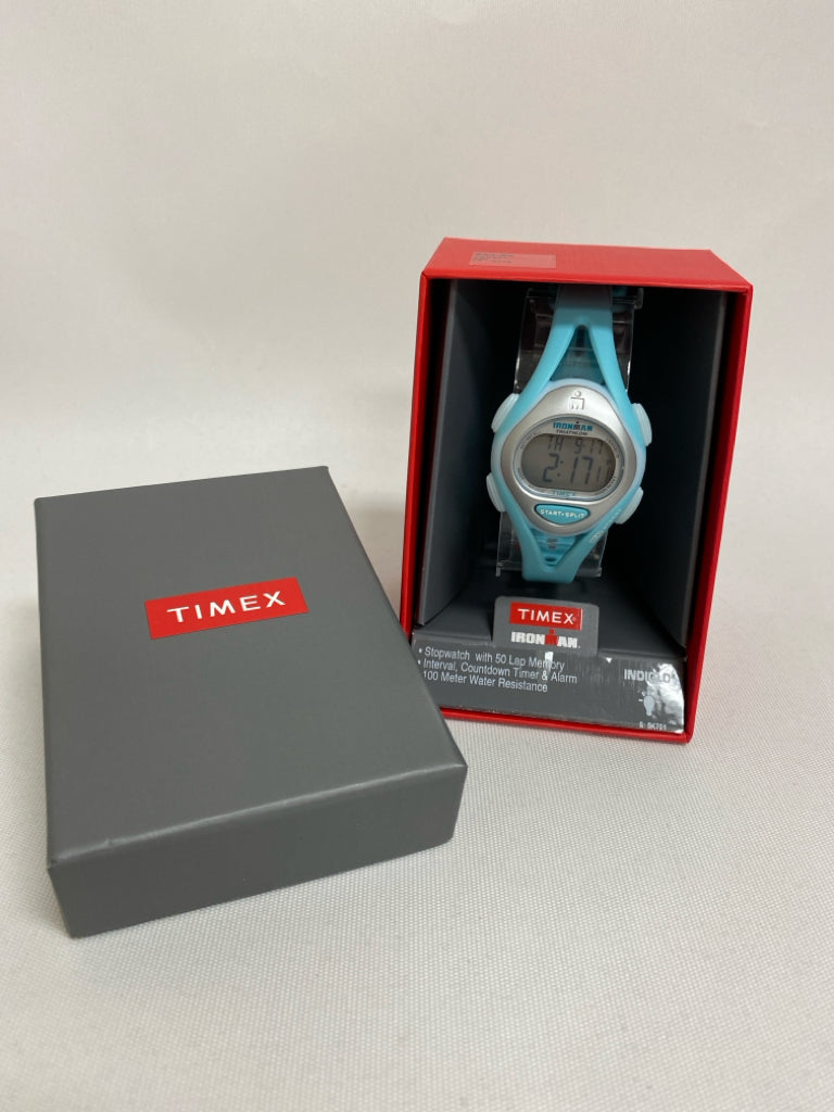 NEW/BOX Timex Teal Blue White Ladies Wristwatch