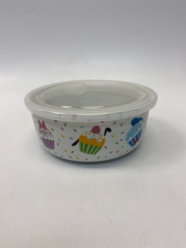 Disney White Multi Color Mickey Mouse Ceramic/Plastic Storage Container