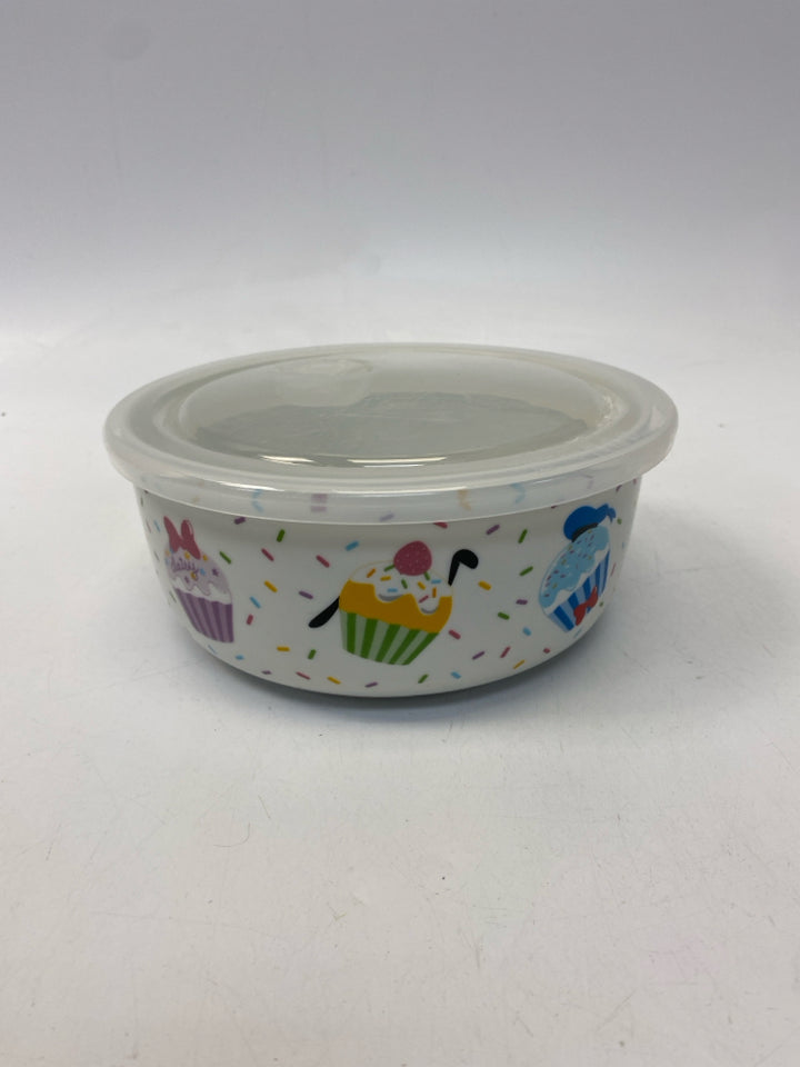 Disney White Multi Color Mickey Mouse Ceramic/Plastic Storage Container