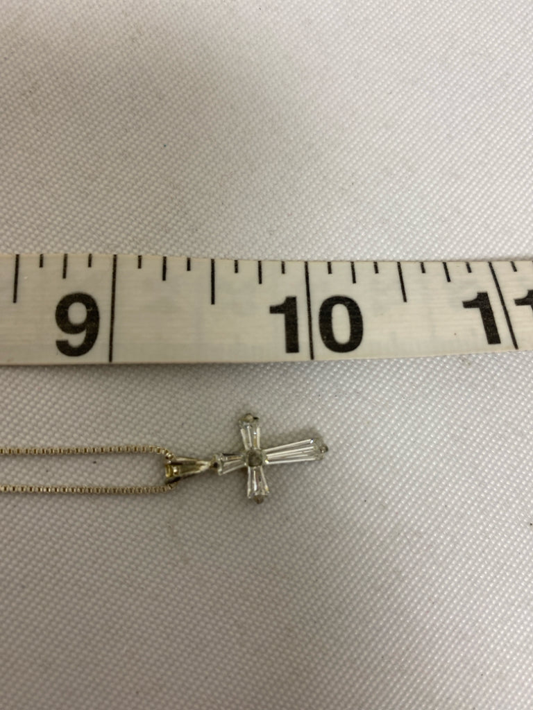 Silver Clear Cross Necklace