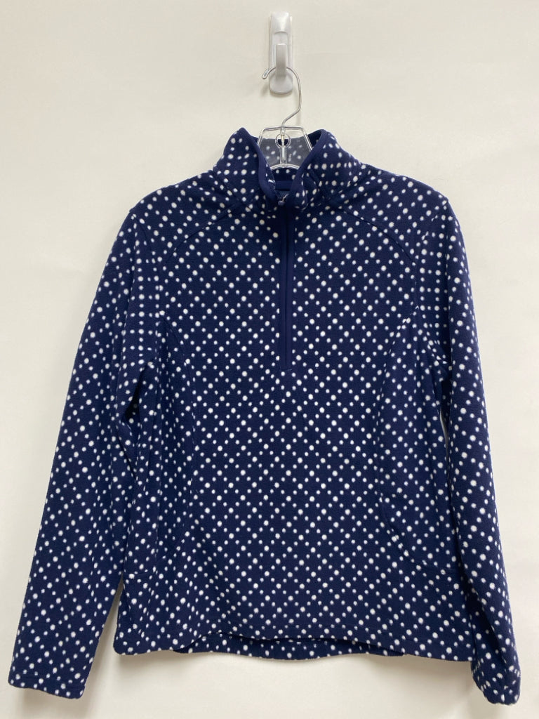 Lands End Size S Navy/White Dots Fleece Ladies Pullover