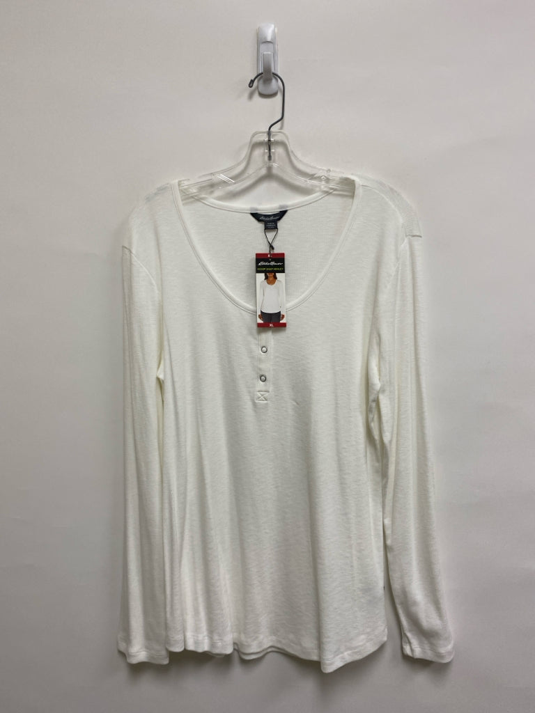 NWT Eddie Bauer Size XL White Henley Ladies Top