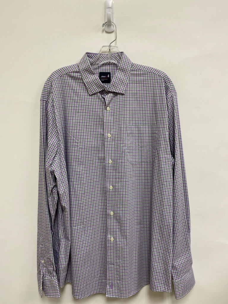 johnnie-o Size XL White Purple/Green Plaid Men&