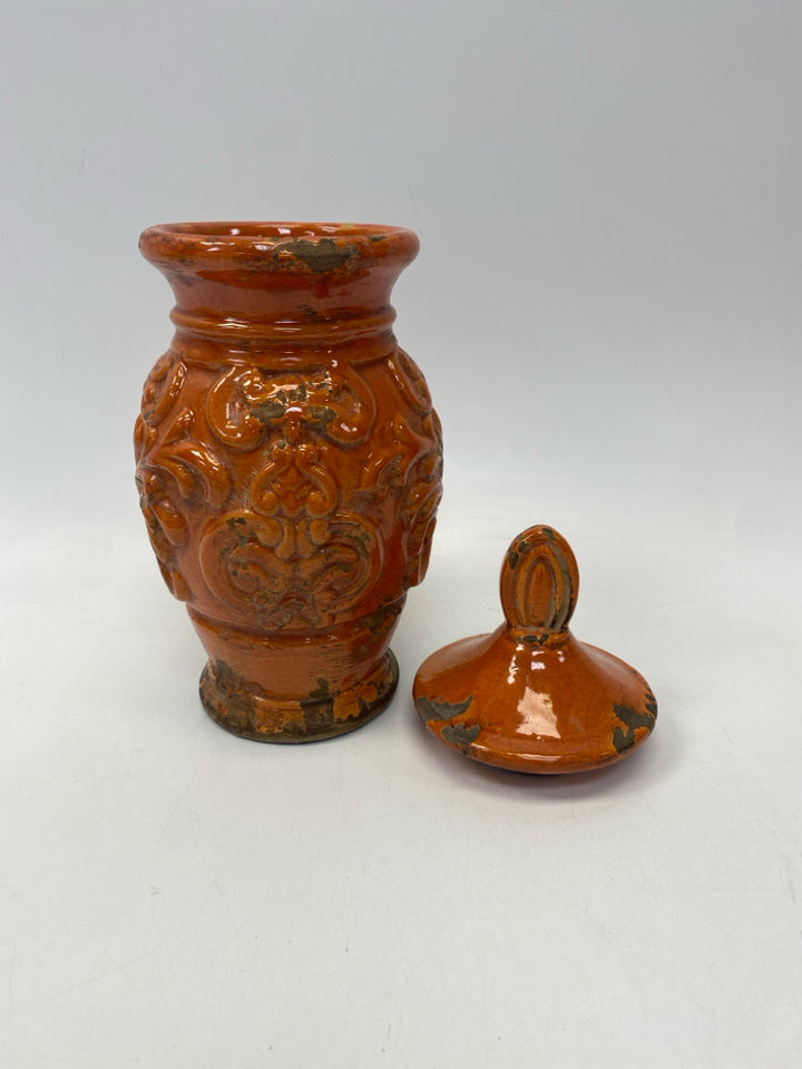 Orange Brown Distressed Jar