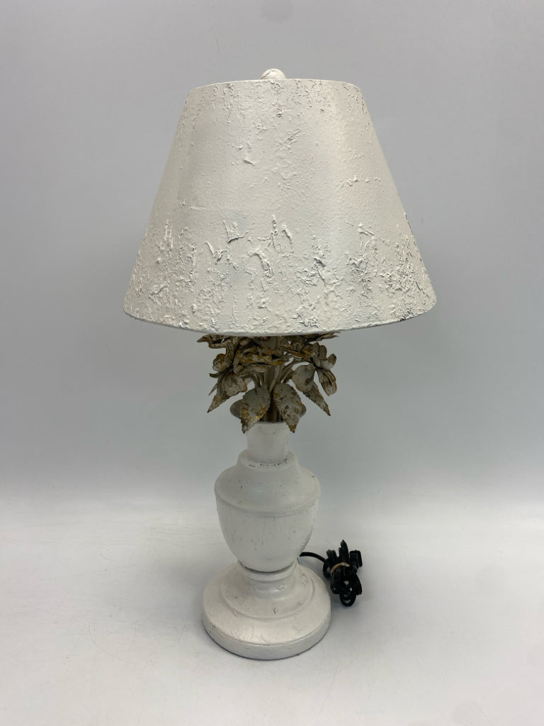 White Cream Distressed Metal Lamp