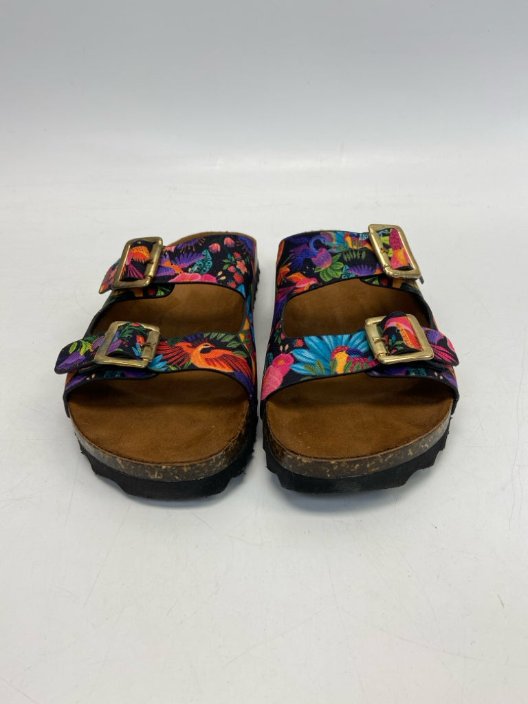 Inkkas  Size 10 Black Multi-Color Flower(s) Sandals