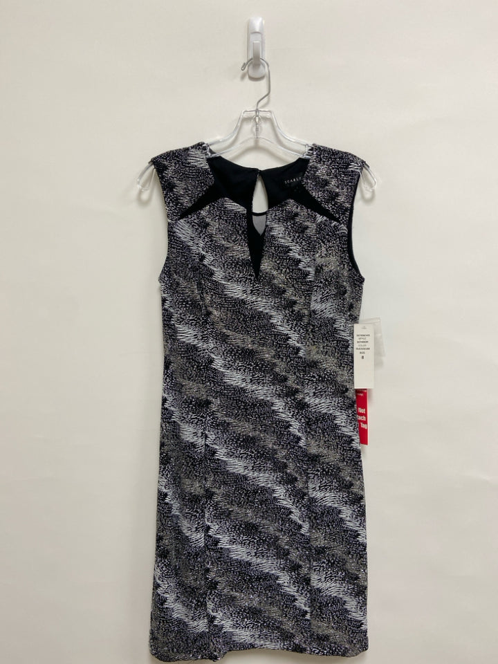 NWT Size 8 Black White/Silver Streaked Sleeveless Ladies Dress