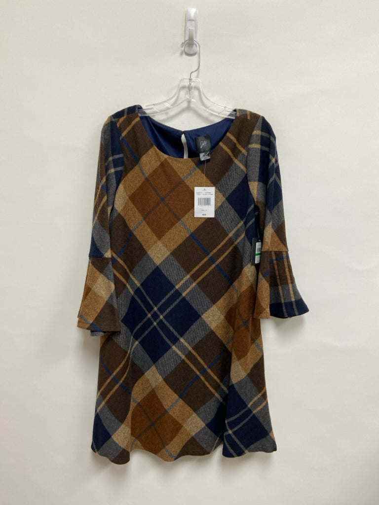 NWT Jessica Howard Size L Navy Brown Plaid Ladies Dress