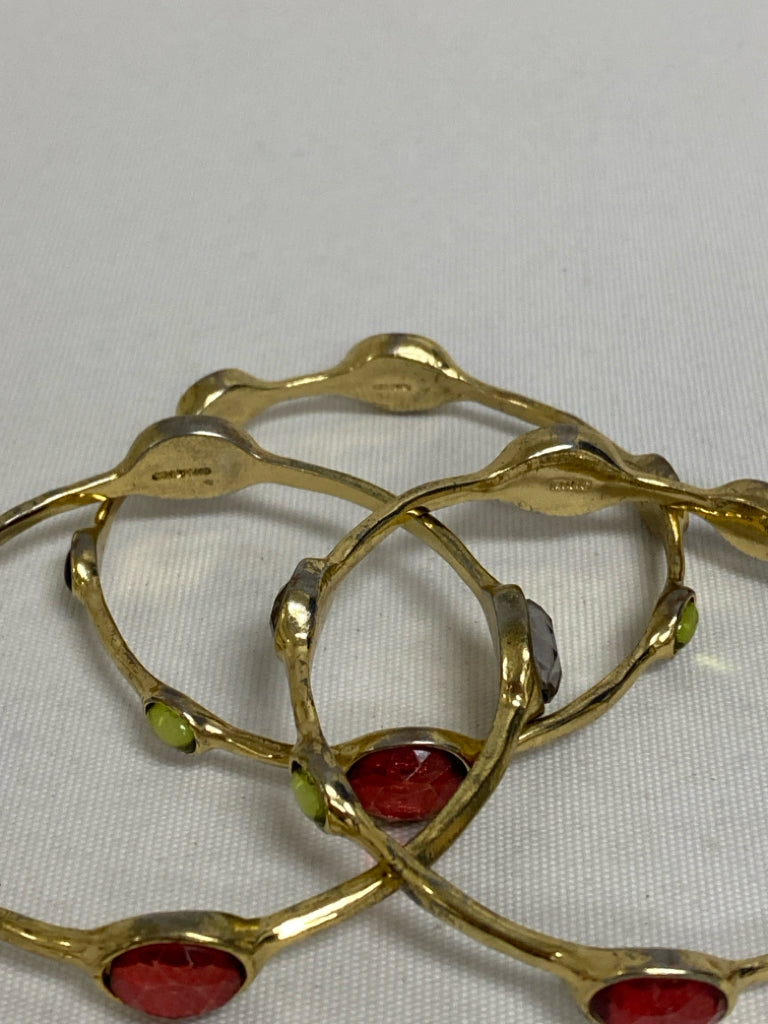 Gold Color Red/Green Jeweled Bracelet