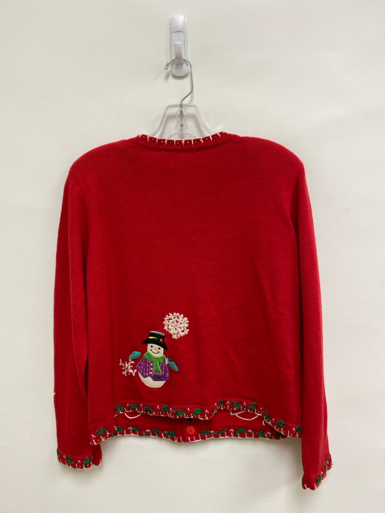 Michael Simon Size M Red White/Multi Snowman Ladies Sweater