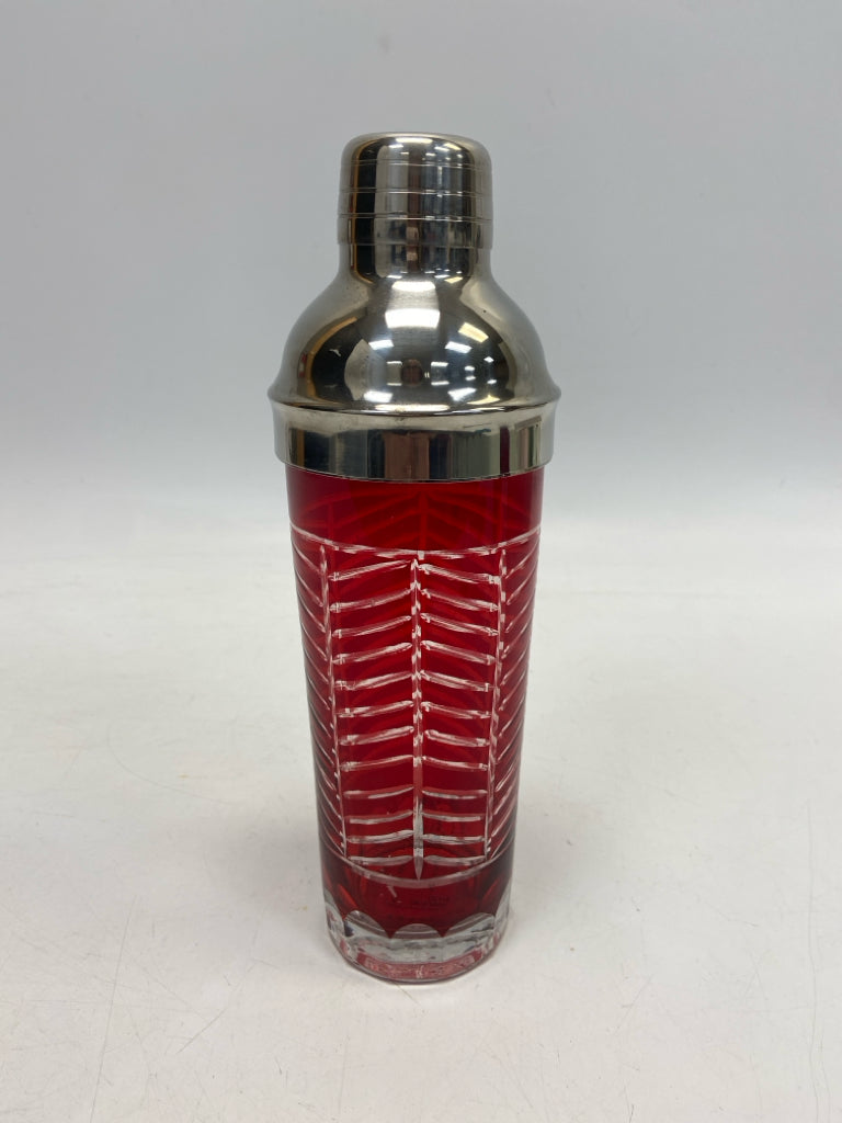 Red Cut-Out Glass/Metal Barware