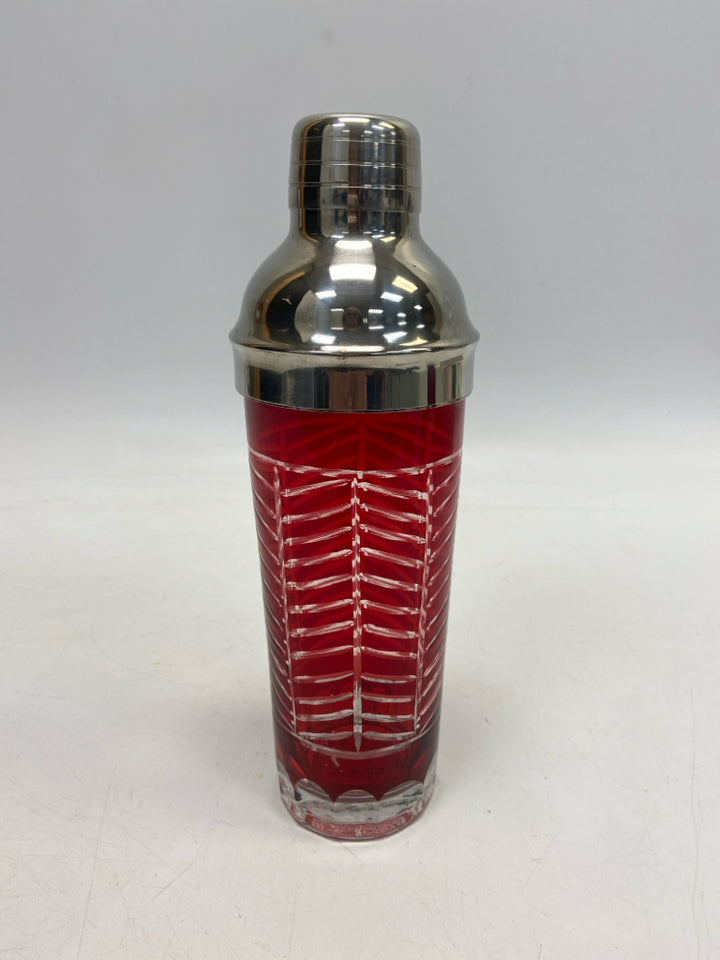 Red Cut-Out Glass/Metal Barware