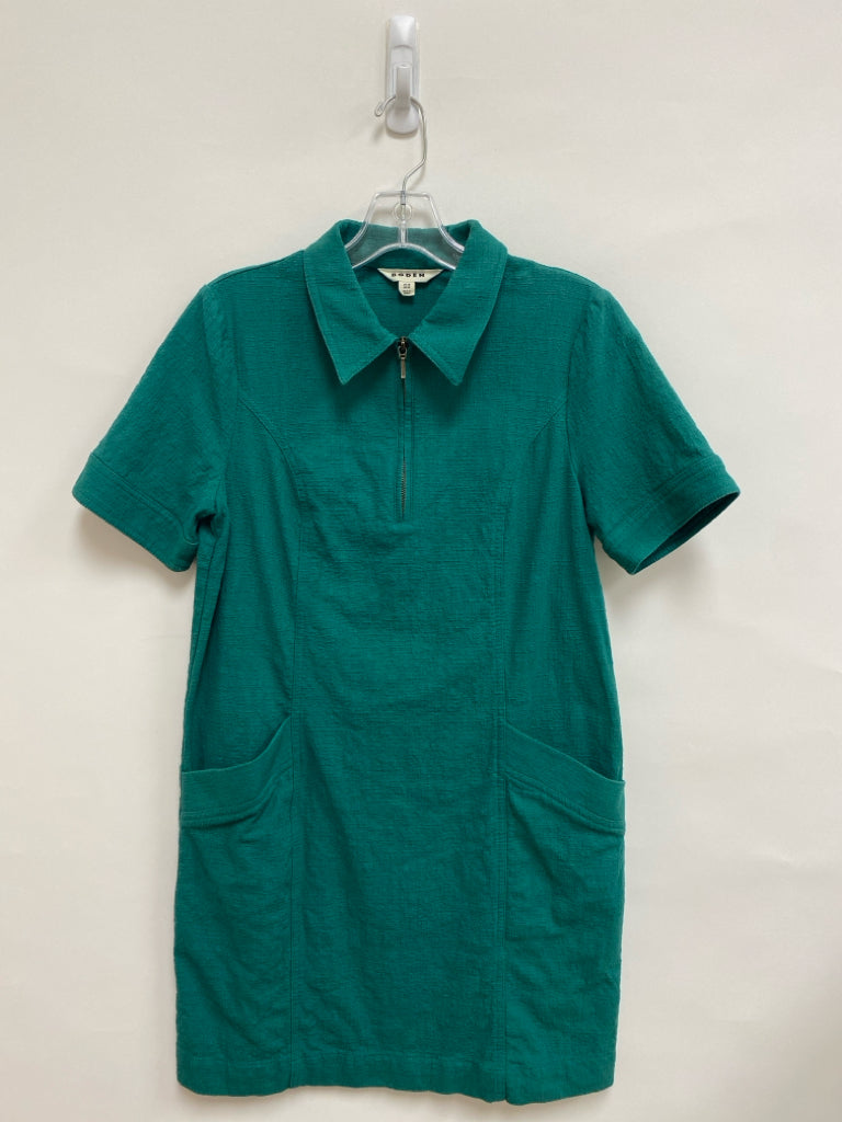 Boden Size 2 Dark Teal Green Texture Quarter Zip Ladies Dress