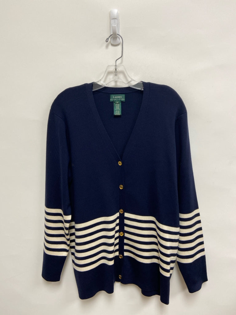 Lauren Ralph Lauren Size 1X Navy Cream Striped Silk Plus Size Sweater