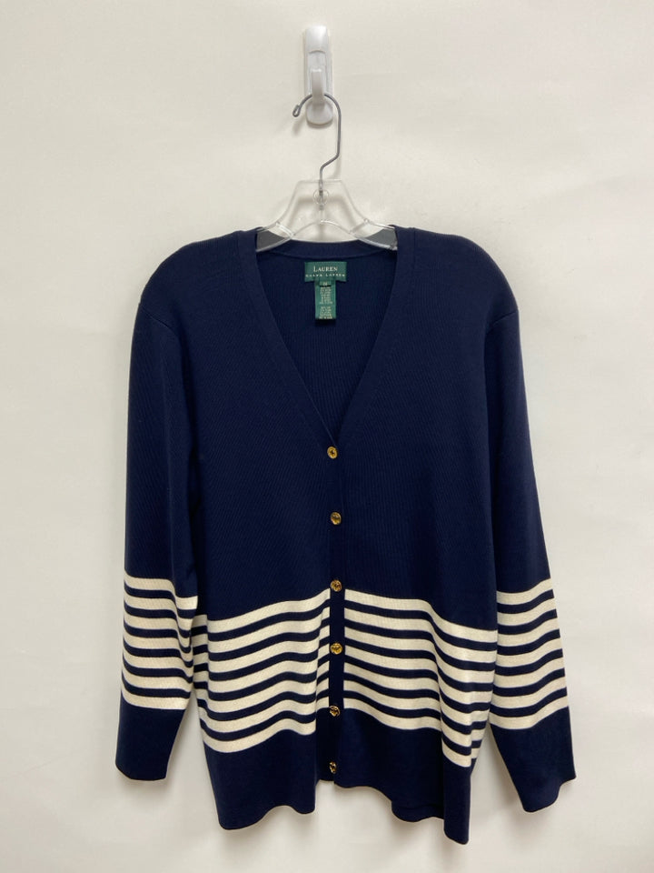 Lauren Ralph Lauren Size 1X Navy Cream Striped Silk Plus Size Sweater