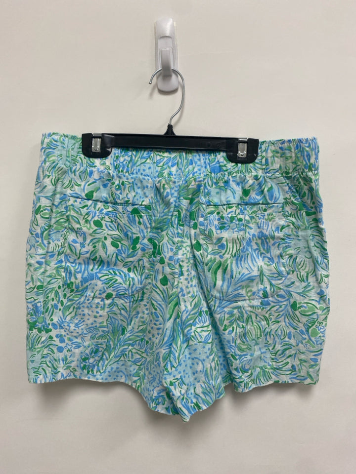 LILLY PULITZER Size M White Blue/Green Floral Ladies Shorts