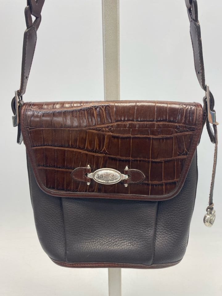 Brighton Dark Brown Embossed Leather Handbag