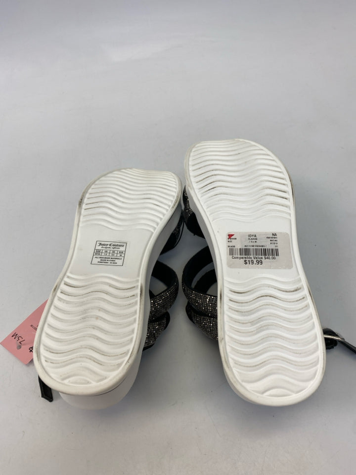 NWT Juicy Couture  Size 7.5 Black Silver Jeweled Sandals