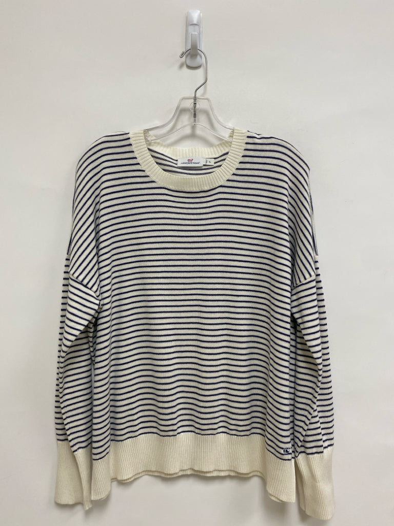 Vineyard Vines Size XL White Navy Striped Ladies Sweater