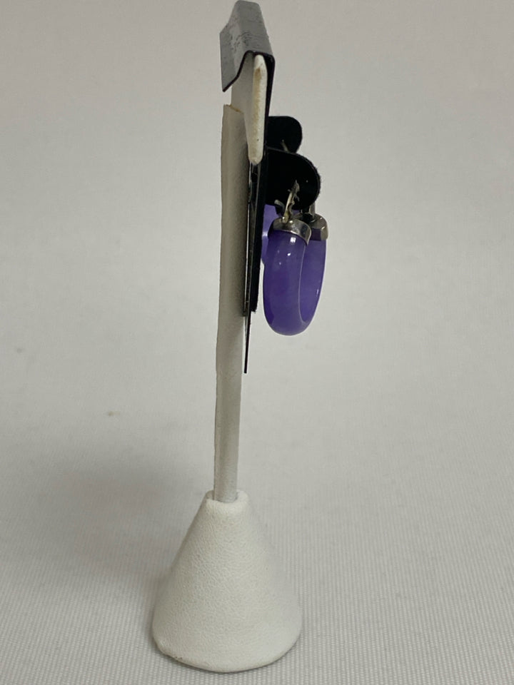 Purple Silver Stones Earrings