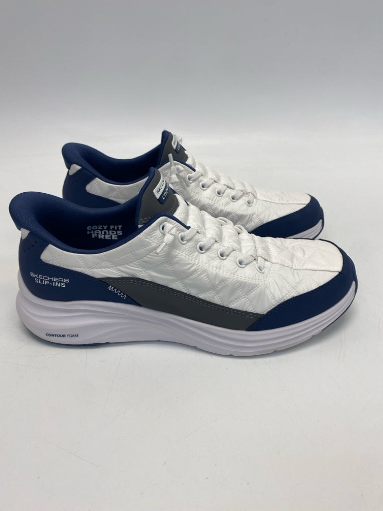 Skechers  Size 10 White Navy Sneakers